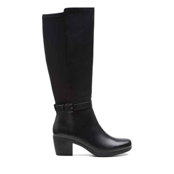 Clarks Womens Un Lindel Hi Knee High Boots Black | UK-9864135